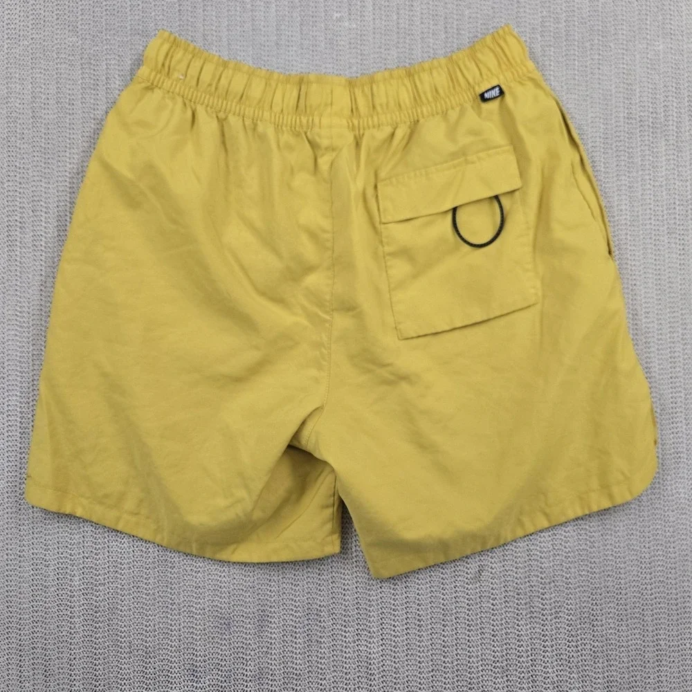 Nike Shorts Mens Small Yellow Swim Trunks Drawstring Swoosh Logo Mesh Lined